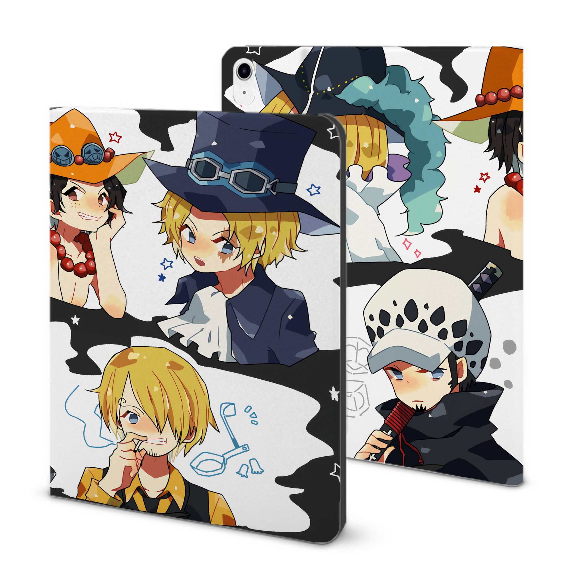 （画像用） ワンピース ONE PIECE IPad ケース ブック型 PUレザー TPU 耐衝撃 軽量 薄型 ペン収納なし 全面保護 IPad 各モデル対応